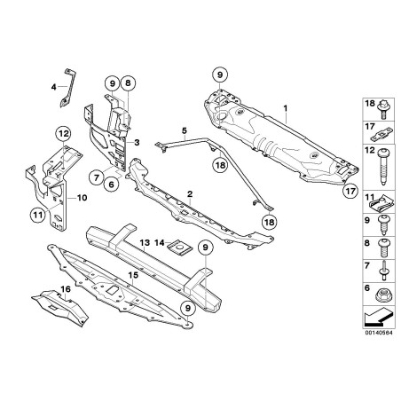 Support de panneau avant gauche N/S - Pièce d'origine BMW 51647008847 Support de panneau avant gauche N/S - Pièce d'origine BMW 51647008847