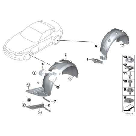 Cache inférieur de l'aile avant gauche - Pièce d'origine BMW 51777191029 Cache inférieur de l'aile avant gauche - Pièce d'origine BMW 51777191029