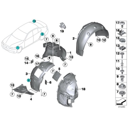 Cache inférieur de roue avant gauche - Pièce d'origine BMW 51717260725