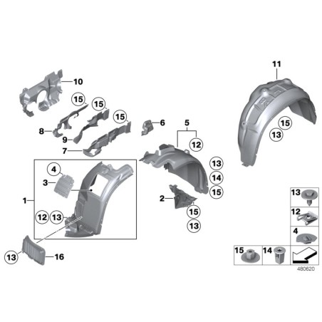 Cache inférieur de roue avant gauche - Pièce d'origine BMW 51717290159 Cache inférieur de roue avant gauche - Pièce d'origine BMW 51717290159