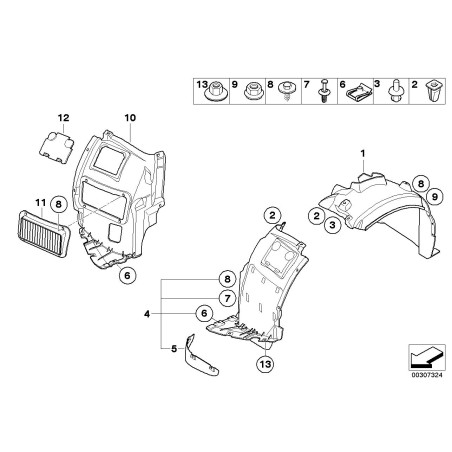 Cache inférieur de roue avant droite - Pièce d'origine BMW 51118045962 Cache inférieur de roue avant droite - Pièce d'origine BMW 51118045962