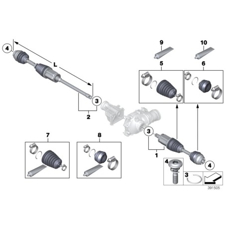 Kit de soufflet de CV extérieur avant - Pièce d'origine BMW 31607606091