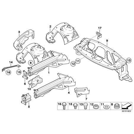 Panneau avant - Pièce d'origine BMW 51647177131 Panneau avant - Pièce d'origine BMW 51647177131