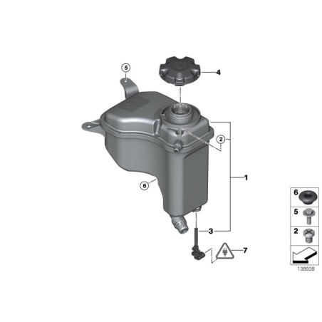 Réservoir de liquide de refroidissement du radiateur moteur à essence avant - Pièce d'origine BMW 17137640514