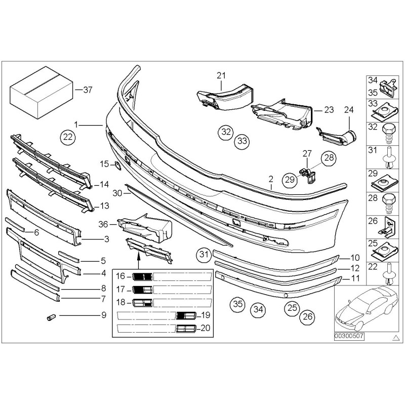 Support de plaque avant apprêté - Pièce d'origine BMW 51117005978