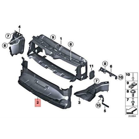Conduit d'air inférieur avant du radiateur - Pièce d'origine BMW 51748050728