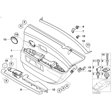 Ensemble de deux bouchons de panneau de porte avant et arrière - Pièce d'origine BMW 51417025647, couleur argent foncé. Ensemble de deux bouchons de panneau de porte avant et arrière - Pièce d'origine BMW 51417025647, couleur argent foncé.
