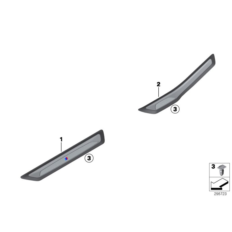 Ensemble complet de bandes de seuil de porte M Sport avant et arrière - Pièce d'origine BMW 51478054233.
