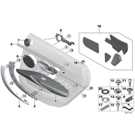 Garniture de poignée d'ouverture de porte avant droite Oyster - Pièce d'origine BMW 51417279314