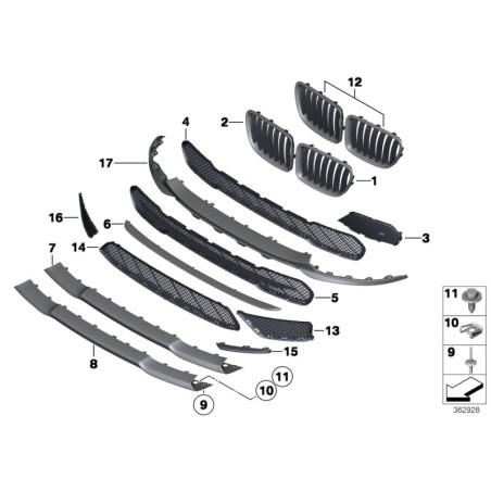 Grille de rein avant droite - Pièce d'origine BMW 51112993306 Grille de rein avant droite - Pièce d'origine BMW 51112993306