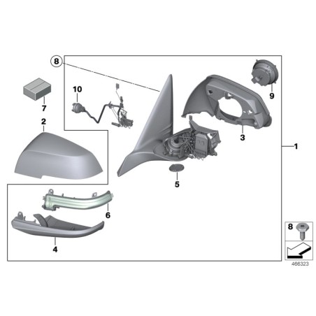 Cache de couverture de rétroviseur de porte avant droite pour conduite à gauche - Pièce d'origine BMW 51167461434 Cache de couverture de rétroviseur de porte avant droite pour conduite à gauche - Pièce d'origine BMW 51167461434