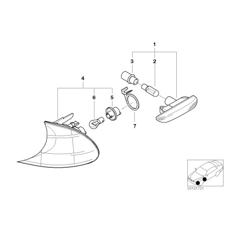 Clignotant d'aile avant droit - Couleur blanche - Pièce d'origine BMW 63137165846