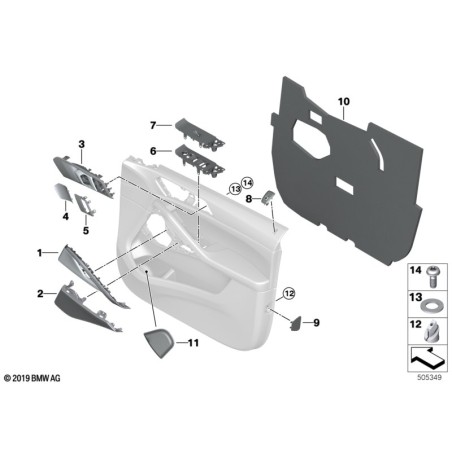 Panneau d'ouverture de porte avant côté droit - Pièce d'origine BMW 51417454724 Panneau d'ouverture de porte avant côté droit - Pièce d'origine BMW 51417454724