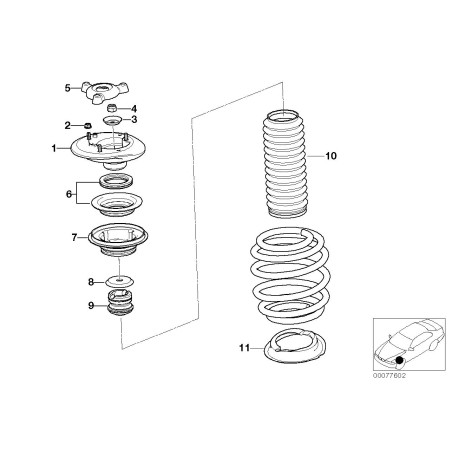 Support de jambe de force supérieur avant droit avec roulement - Pièce d'origine BMW 31332229166 Support de jambe de force supérieur avant droit avec roulement - Pièce d'origine BMW 31332229166