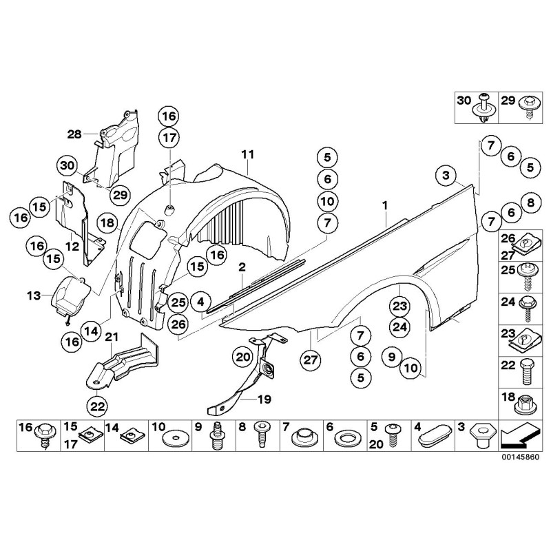 Cache d'arche de roue avant droite - Pièce d'origine BMW 51717052476