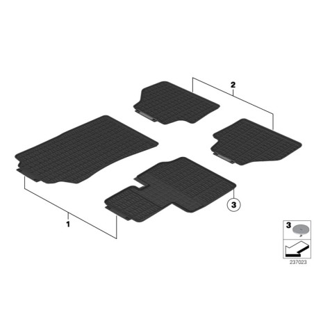 Tapis de sol en caoutchouc avant - Noir - Pièce d'origine BMW 51472240940 Tapis de sol en caoutchouc avant - Noir - Pièce d'origine BMW 51472240940