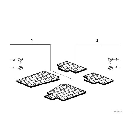 Tapis de sol en caoutchouc avant noir - Pièce d'origine BMW 51470000578 Tapis de sol en caoutchouc avant noir - Pièce d'origine BMW 51470000578