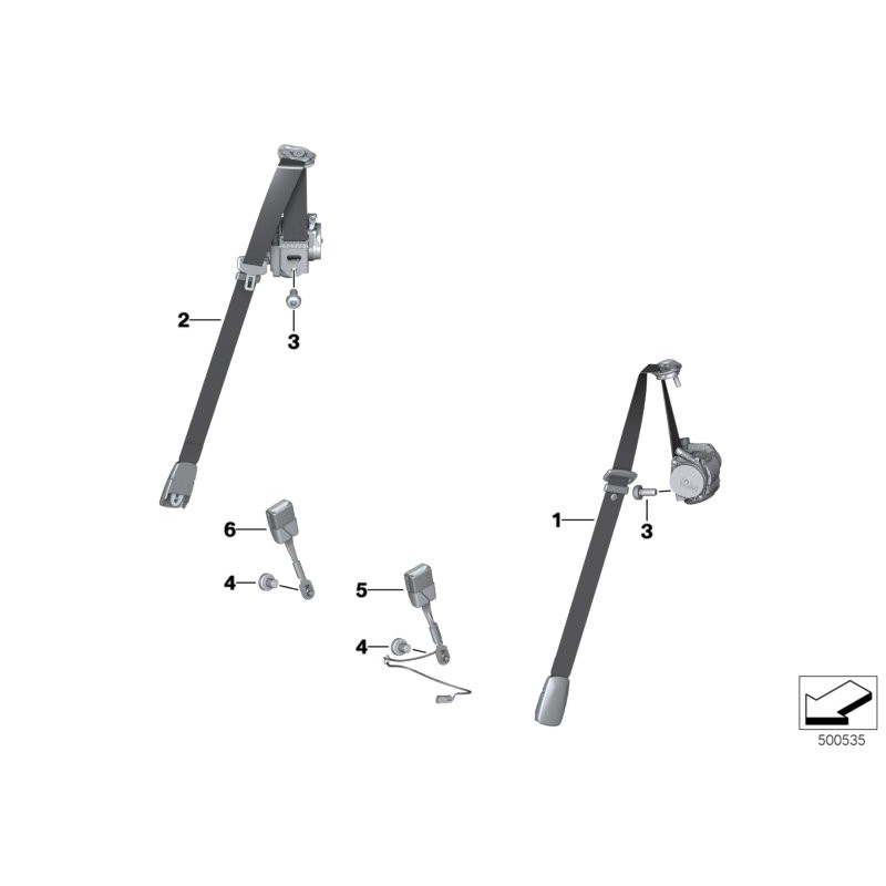 Attache de ceinture de sécurité avant - Sangle inférieure - Pièce d'origine BMW 72117313299