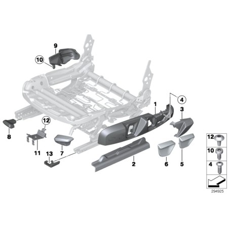 Cache de rail extérieur gauche du siège avant - Pièce d'origine BMW 52107314013