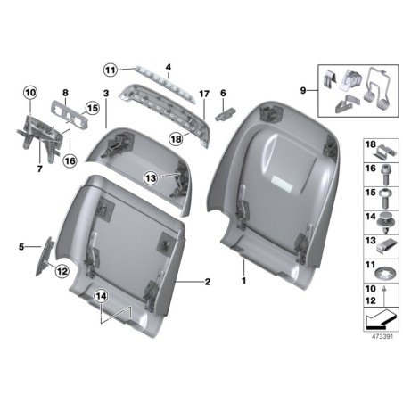 Kit de réparation des pinces de siège avant - Pièce d'origine BMW 52107240386