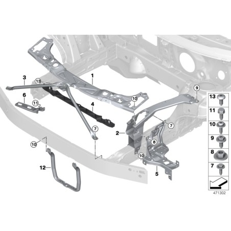 Panneau avant de soutien de phare gauche - Pièce d'origine BMW 51647426633