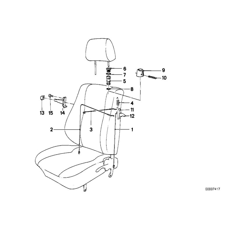 Câble de libération du dossier du siège sport avant - Pièce d'origine BMW 52108106339