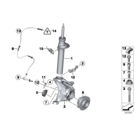 Amortisseur avant droit - Pièce d'origine BMW 31316796316 Amortisseur avant droit - Pièce d'origine BMW 31316796316