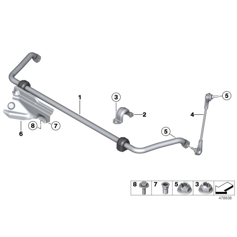 Barre de liaison de barre stabilisatrice avant gauche - Pièce d'origine BMW 31306792211