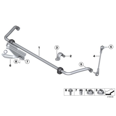 Barre de liaison de barre stabilisatrice avant droite - Pièce d'origine BMW 31306792212