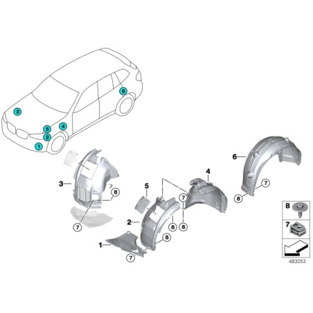 Cache inférieur avant du bas de la carrosserie côté gauche N/S - Pièce d'origine BMW 51717445679