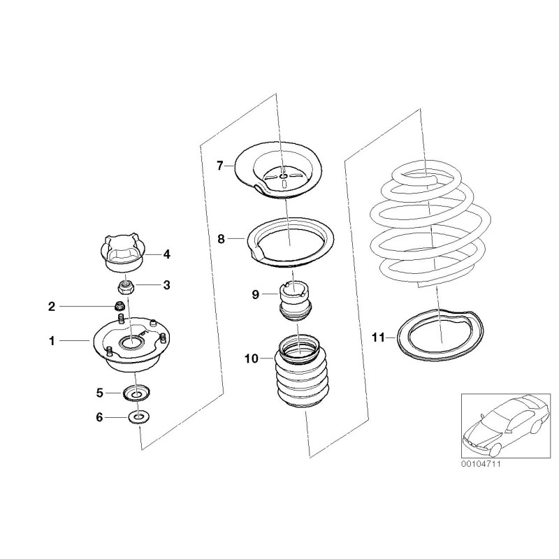 Plaque de ressort de suspension supérieur avant - Pièce d'origine BMW 31331135580