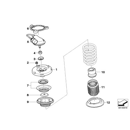Coussinet de ressort supérieur avant - Pièce d'origine BMW 31331091233
