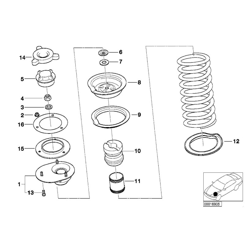 Support de jambe de suspension supérieur avant - Pièce d'origine BMW 31332228345 Support de jambe de suspension supérieur avant - Pièce d'origine BMW 31332228345
