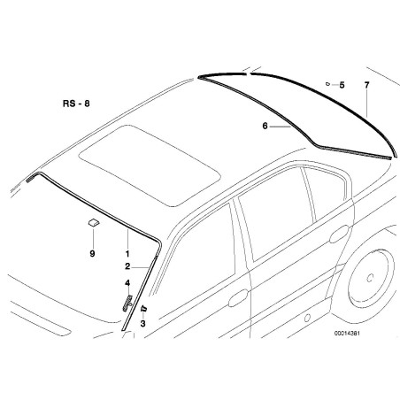 Moulure de drainage d'eau supérieure de fenêtre avant noire - Pièce d'origine BMW 51318125887 Moulure de drainage d'eau supérieure de fenêtre avant noire - Pièce d'origine BMW 51318125887