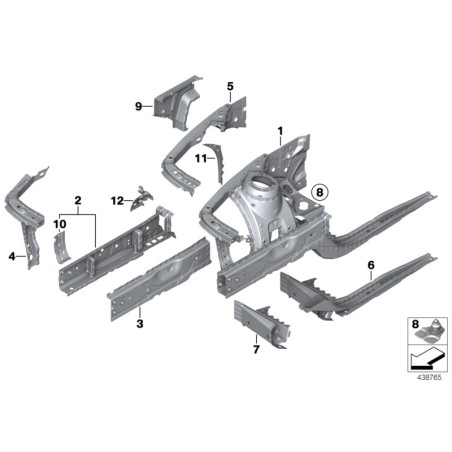 Ensemble de paires de longerons de support de passage de roue avant - Pièce d'origine BMW 41007284102/41007284101