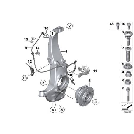 Moyeu de roue avant et ensemble de roulement - Pièce d'origine BMW 31206868480