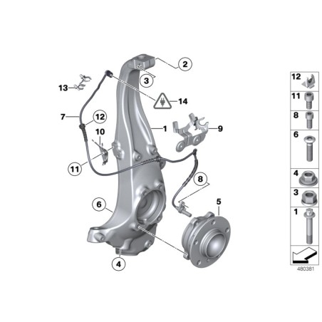 Assemblage de moyeu/roulement de roue avant - Pièce d'origine 31206872888