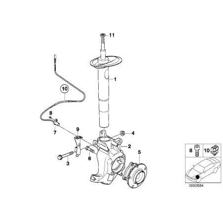 Assemblage de moyeu/roulement de roue avant - Pièce d'origine BMW 31221093427