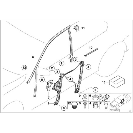 Guide de rail de fenêtre avant gauche - Pièce d'origine BMW 51338266123