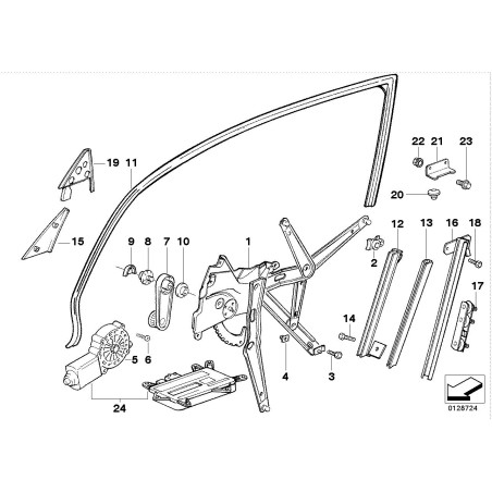 Moulure de guidage de fenêtre avant gauche - Pièce d'origine BMW 51328146247