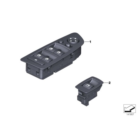 Assemblage de lève-vitre avant avec interrupteur LHD beige - Pièce d'origine BMW 61319217331