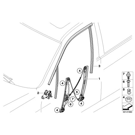 Régulateur de vitre avant gauche - Pièce d'origine BMW 51337140587