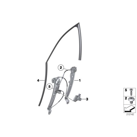 Régulateur de vitre avant gauche - Pièce d'origine BMW 51337182131