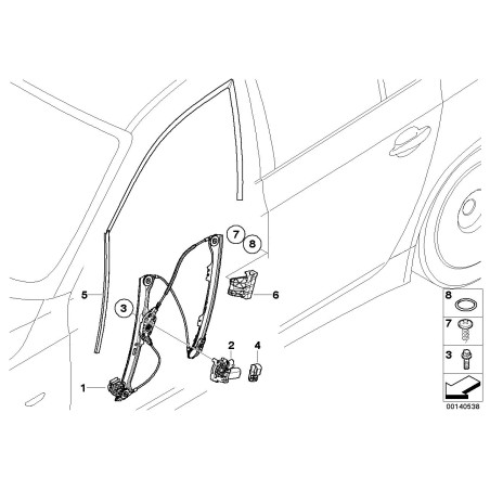 Régulateur de vitre avant gauche - Pièce d'origine BMW 51337184383