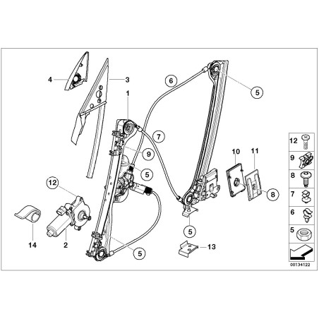 Régulateur de vitre avant droit - Pièce d'origine BMW 51337198910 Régulateur de vitre avant droit - Pièce d'origine BMW 51337198910
