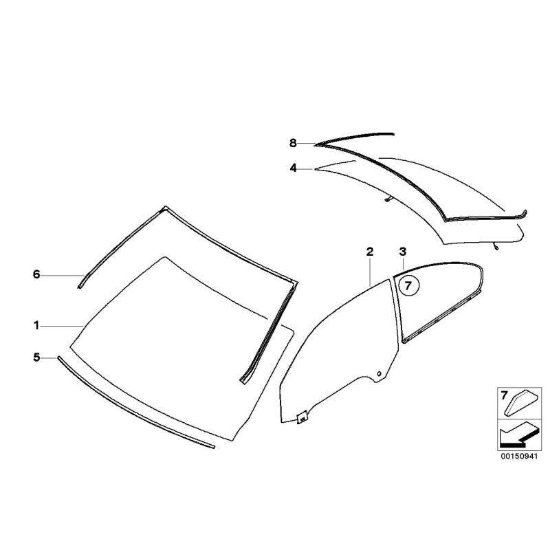 Joint d'encadrement de pare-brise avant - Pièce d'origine BMW 51317119711