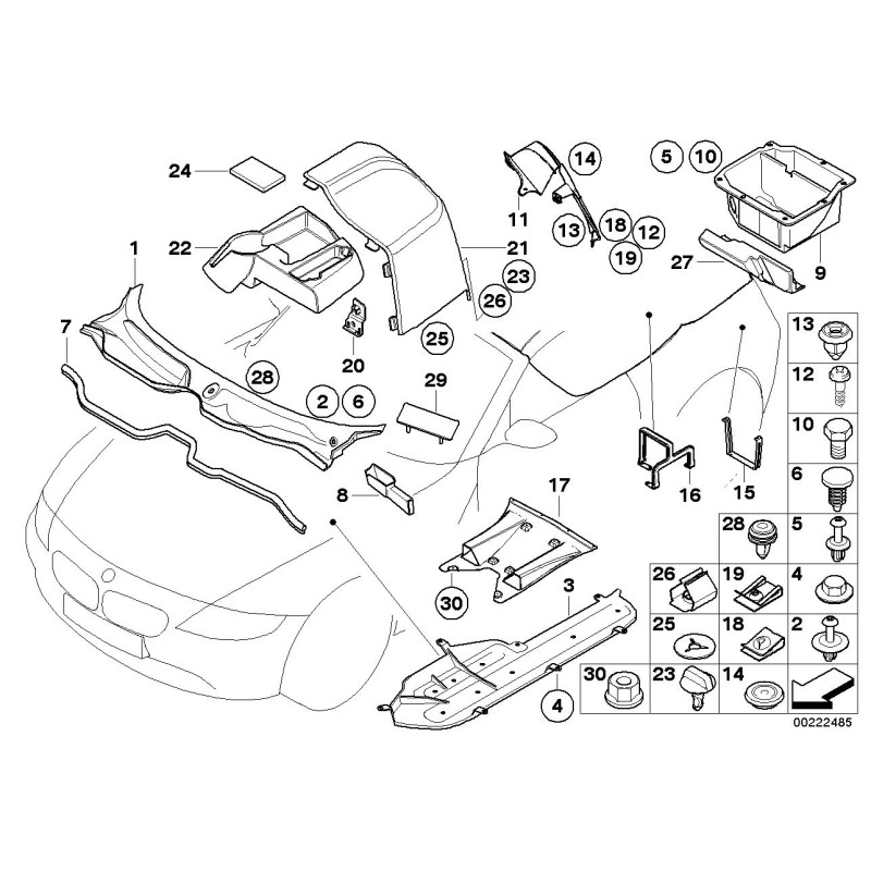Panneau de garniture de couverture d'essuie-glace avant pour conduite à droite - Pièce d'origine BMW 51717043619