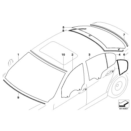 Moulure supérieure de pare-brise avant - Pièce d'origine BMW 51317061967