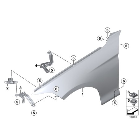 Support de fixation d'aile avant gauche 1 pièce - Pièce d'origine BMW 41358066937