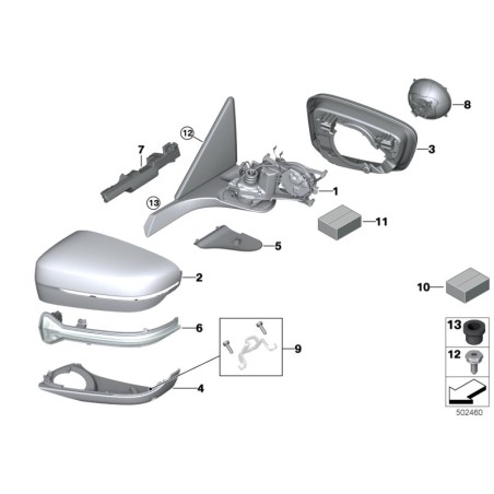 Coque de rétroviseur extérieur gauche N/S RHD - Pièce d'origine / BMW Coque de rétroviseur extérieur gauche N/S RHD - Pièce d'origine / BMW